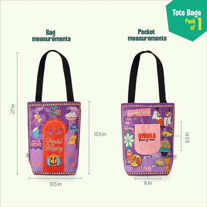 Pujo Mode Always! Canvas Tote Bag, 100% Organic Cotton, Pack of 1