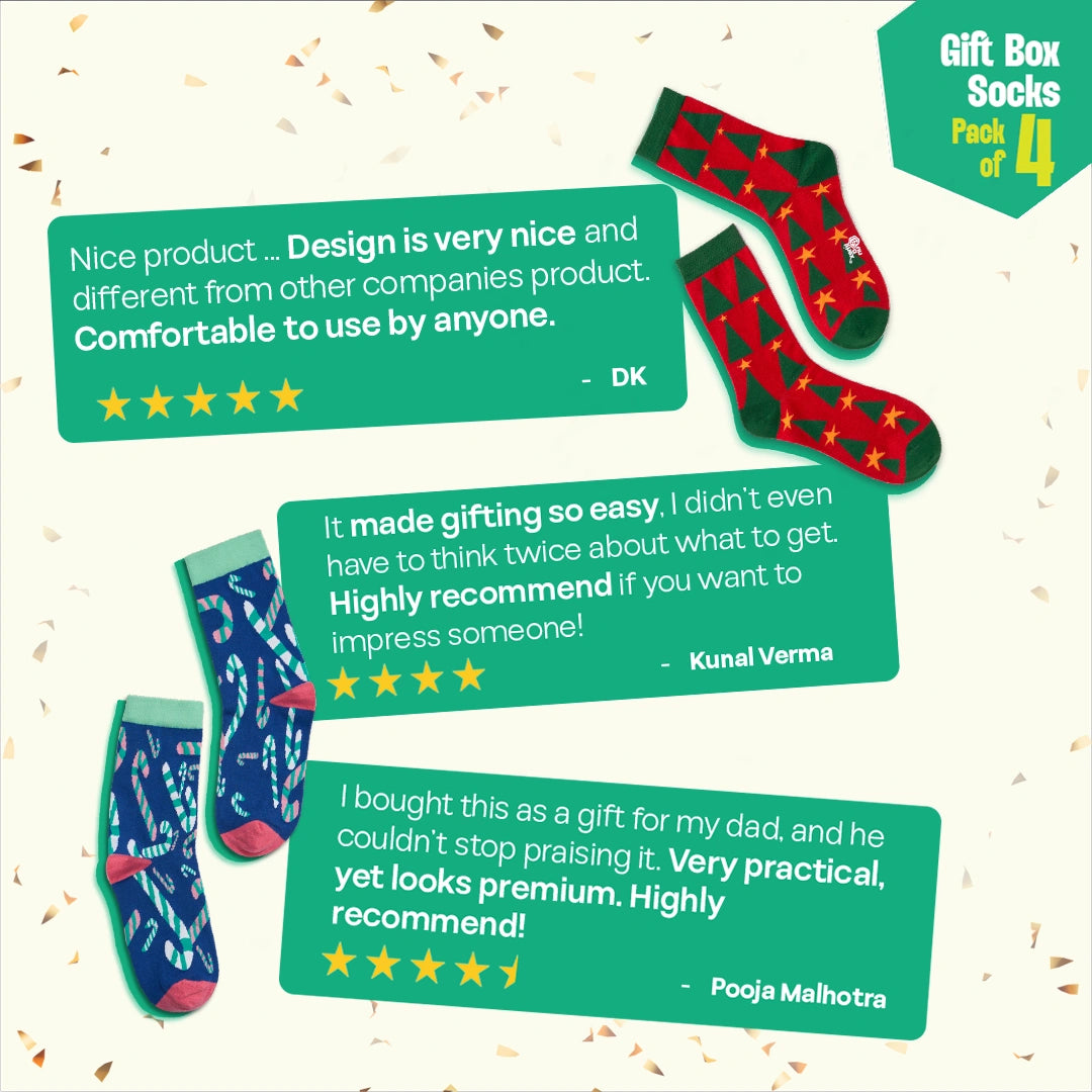 Ginger Bite! Unisex Crew Length Socks, 100% Organic Cotton, Gift Box of 4