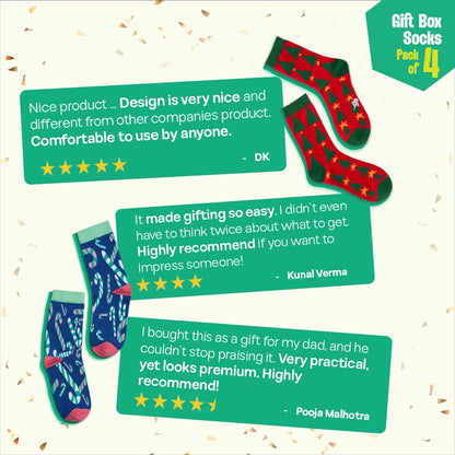 Ginger Bite! Unisex Crew Length Socks, 100% Organic Cotton, Gift Box of 4