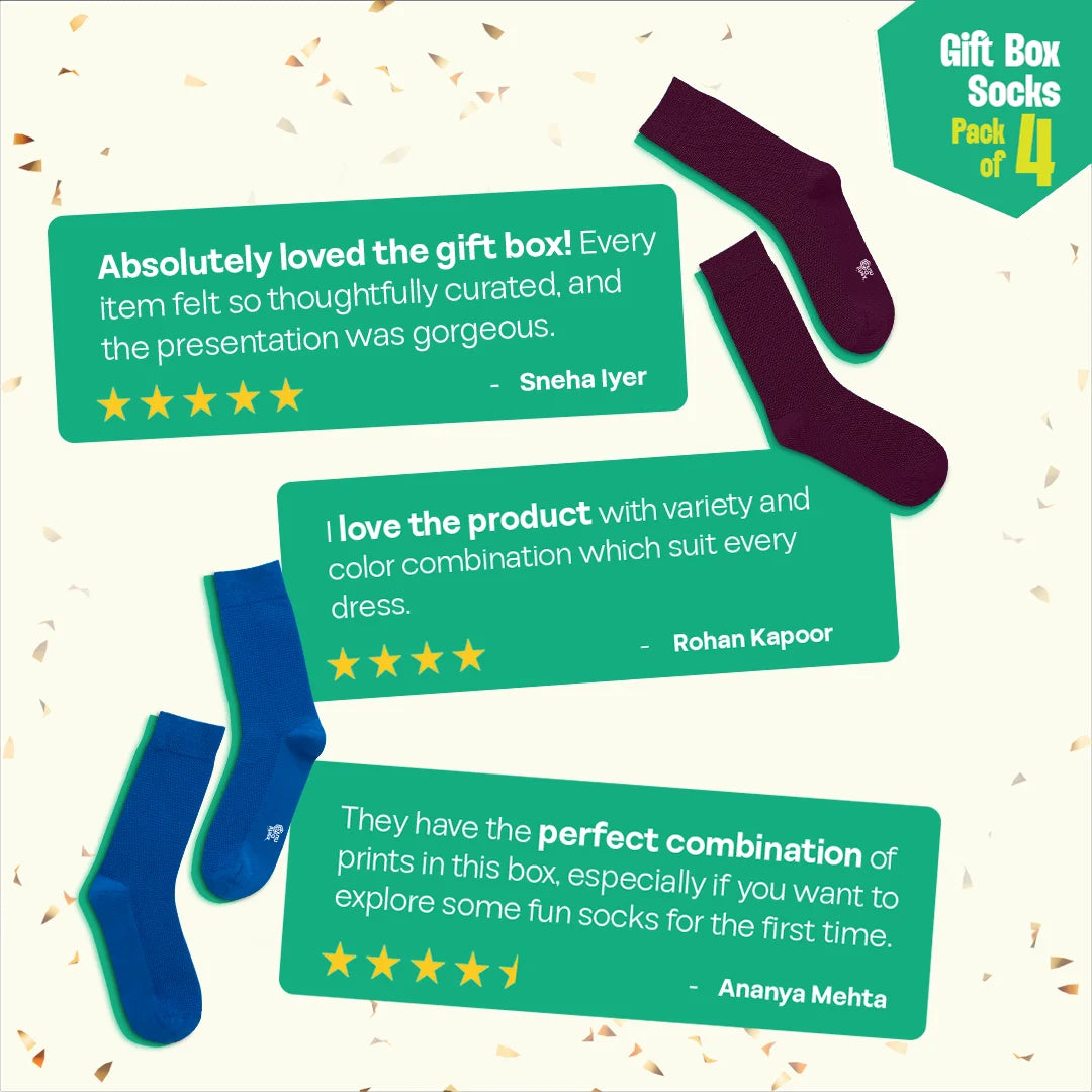 Pout It Out! Unisex Crew Length Socks, 100% Organic Cotton, Gift Box of 4