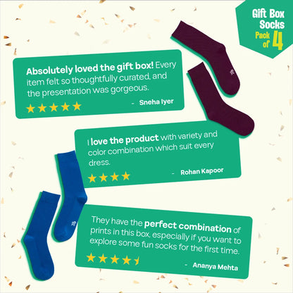 Pout It Out! Unisex Crew Length Socks, 100% Organic Cotton, Gift Box of 4