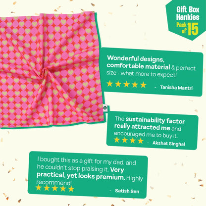 Sweet Spot! Unisex Hankies, 100% Organic Cotton, Gift Box of 15