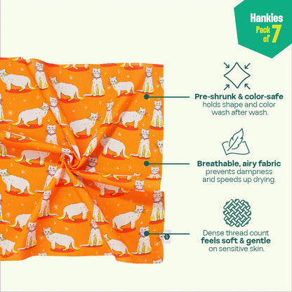 Zoo-logical! Unisex Hankies, 100% Organic Cotton, Pack of 7
