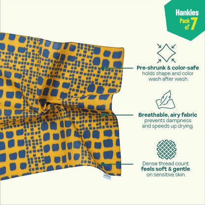 Abstract Mania! Unisex Hankies, 100% Organic Cotton, Pack of 7