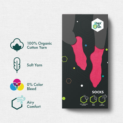 Sugar Crush! Unisex Socks, 100% Organic Cotton, Crew Length, Pack of 6