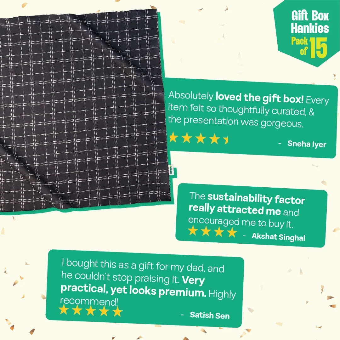 Party Crashers! Unisex Hankies, 100% Organic Cotton, Gift Box of 15