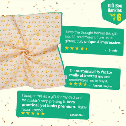 Cheer Thrills! Unisex Hankies, 100% Organic Cotton, Gift Box of 6