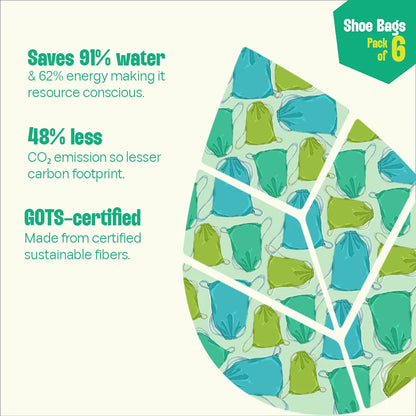 Shoe Bizz! Shoe Bags, 100% Organic Cotton, Pack of 6