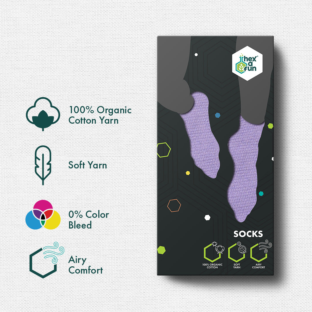 Flying Colors! Unisex Socks, 100% Organic Cotton, Crew Length, Pack of 3