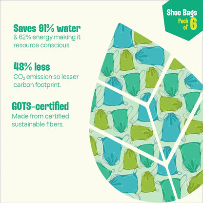 Shoe-topia! Shoe Bags, 100% Organic Cotton, Pack of 6