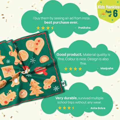 Sugar & Spice! Unisex Kid's Hankies, 100% Organic Cotton, Gift Box of 6