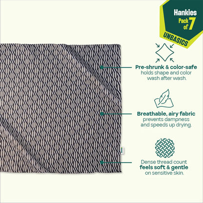 Boardroom Basics! Unisex Hankies, 100% Organic Cotton, Pack of 7