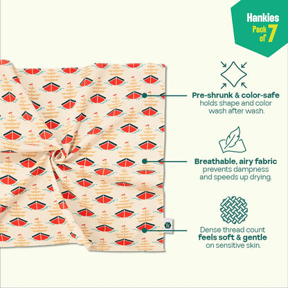 Vitamin Sea! Unisex Hankies, 100% Organic Cotton, Pack of 7