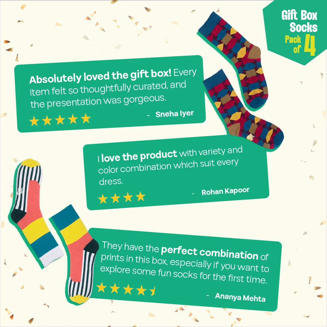 Thrill Seeker! Unisex Crew Length Socks, 100% Organic Cotton, Gift Box of 4
