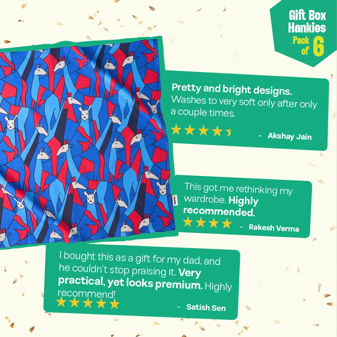 Thrill Mode! Unisex Hankies, 100% Organic Cotton, Gift Box of 6