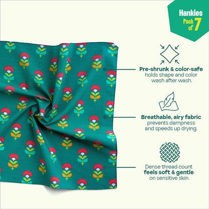 Out Of Woods! Unisex Hankies, 100% Organic Cotton, Pack of 7