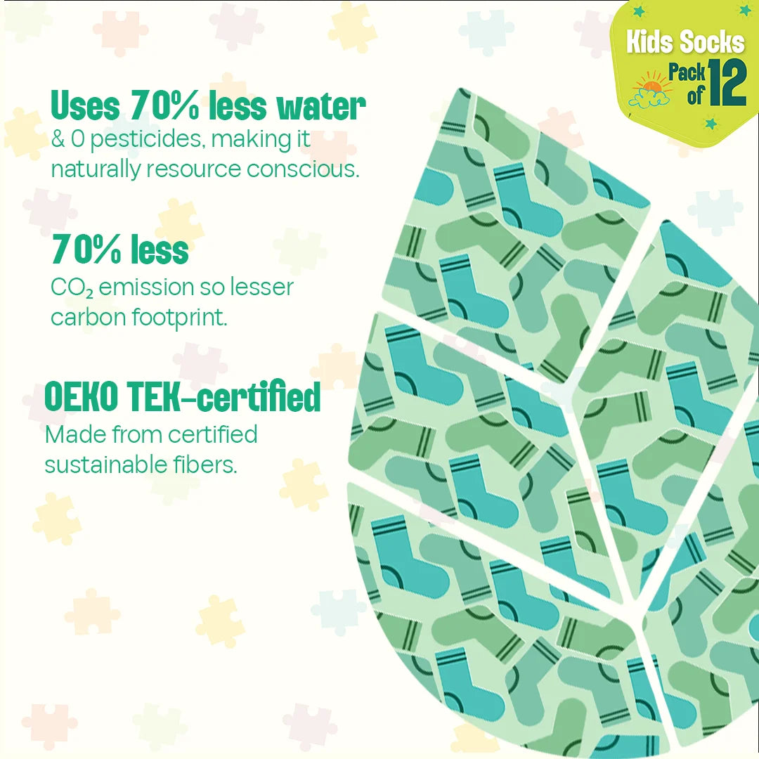 Twinkle Toes! Unisex Kid's Socks, 100% Bamboo, Crew Length, Pack of 12