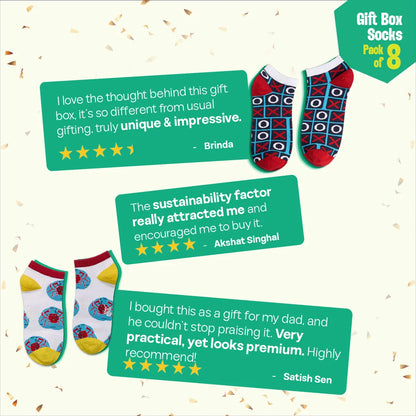 Ap-peeling! Unisex Ankle Length Socks, 100% Bamboo, Gift Box of 8
