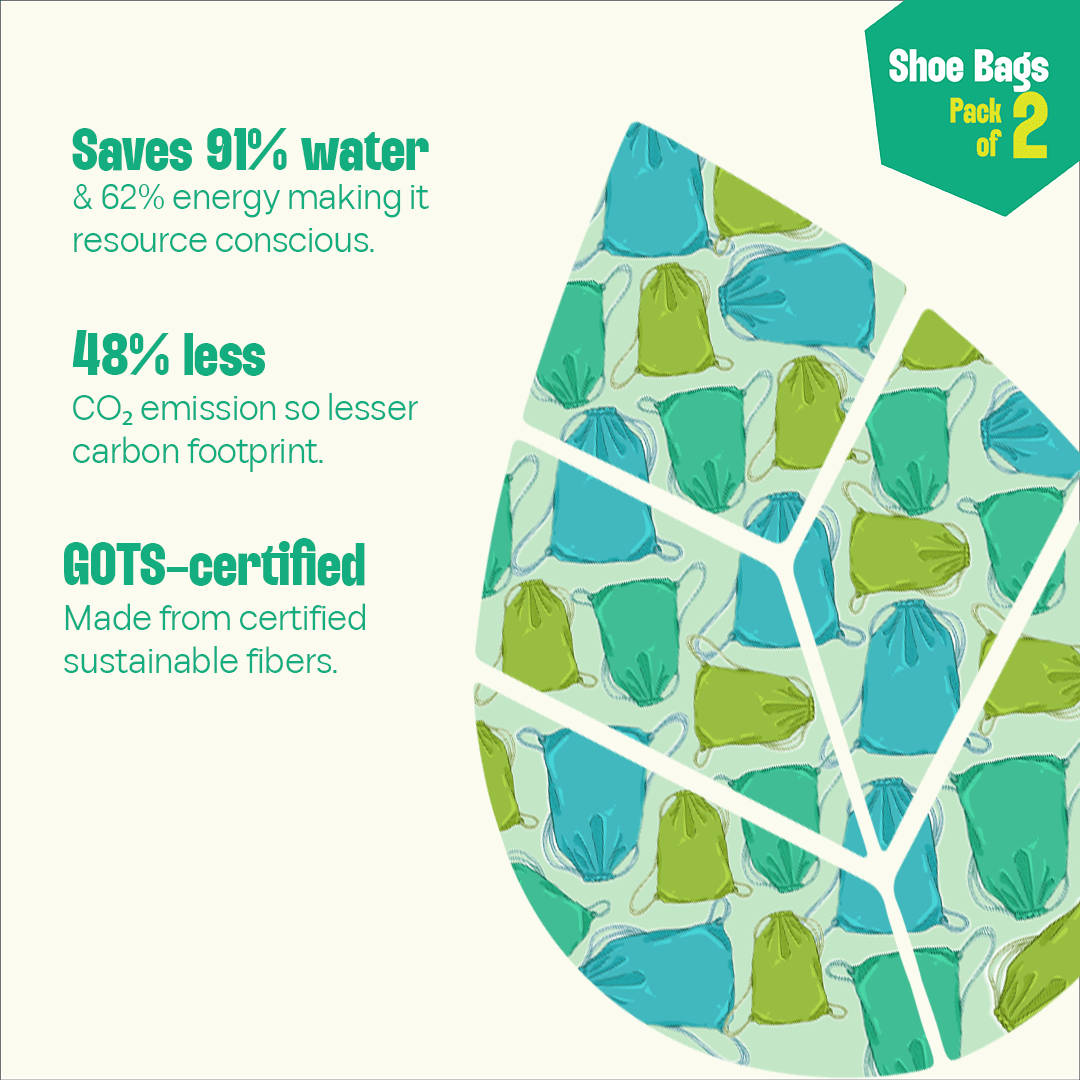 Boot-camp! Shoe Bags, 100% Organic Cotton, Pack of 2