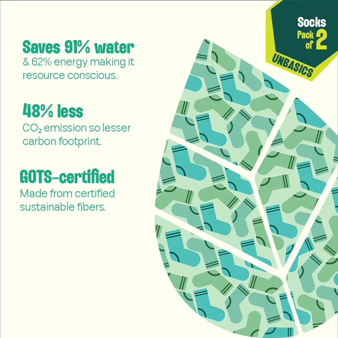 Solid Matters! Unisex Socks, 100% Organic Cotton, Ankle Length, Pack of 2