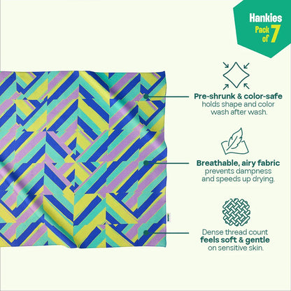 Digital Detox! Unisex Hankies, 100% Organic Cotton, Pack of 7