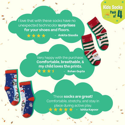 Crumb Kiss! Unisex Kid's Socks, 100% Bamboo, Crew Length, Gift Box of 8