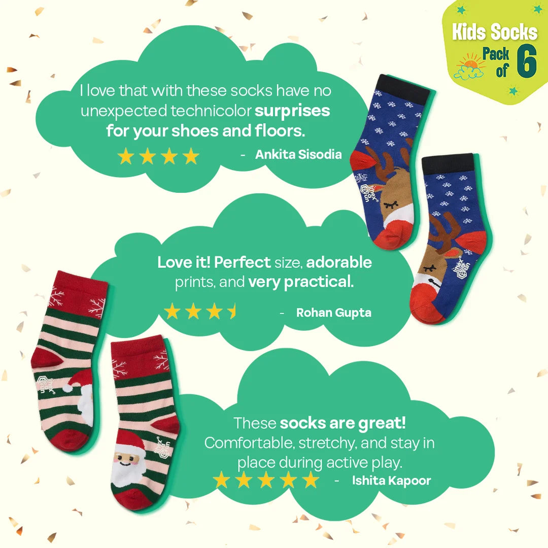Feelin Jolly! Tin Gift Box, Unisex Kid's Socks, 100% Bamboo, Box of 6