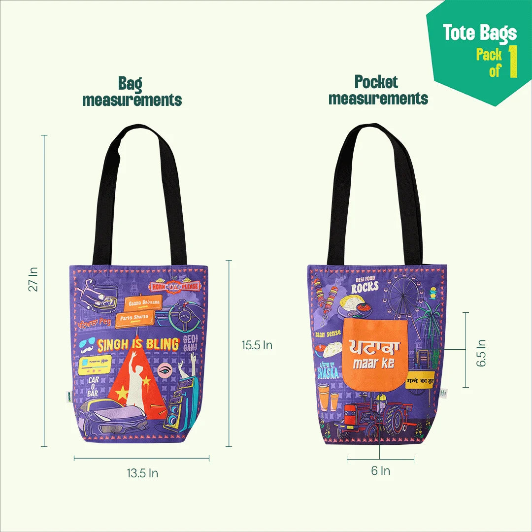 Singh Is Bling! Canvas Tote Bag, 100% Organic Cotton, Pack of 1