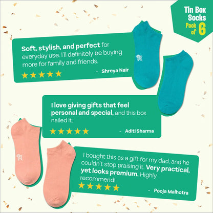 Glitterin'! Tin Gift Box, Unisex Ankle Length, 100% Organic Cotton, Box Of 06