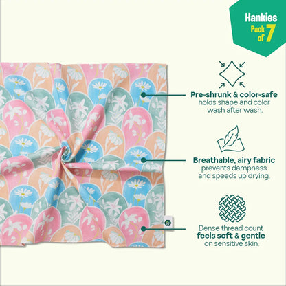 Beat The Heat! Unisex Hankies, 100% Organic Cotton, Pack of 7