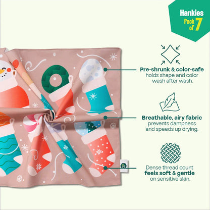 Feelin' Frosty! Unisex Hankies, 100% Organic Cotton, Pack of 7