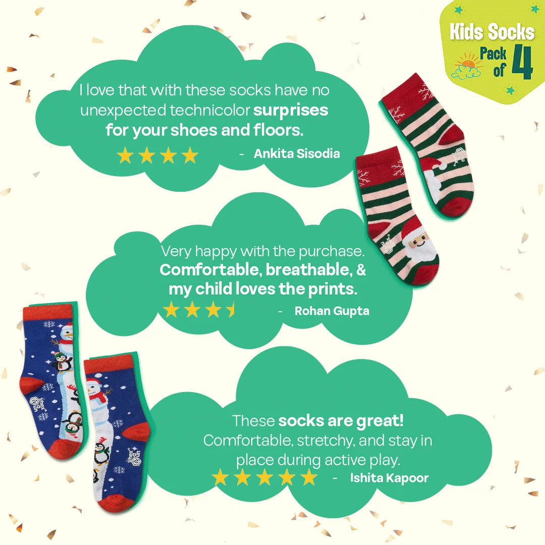 Crumb Kiss! Unisex Kid's Socks, 100% Bamboo, Crew Length, Gift Box of 8
