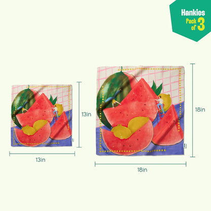 Juicy Drip! Unisex Hankies, 100% Organic Cotton, Pack of 3