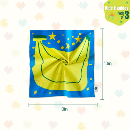Lunch Box! Unisex Kid's Hankies, 100% Organic Cotton, Pack of 3