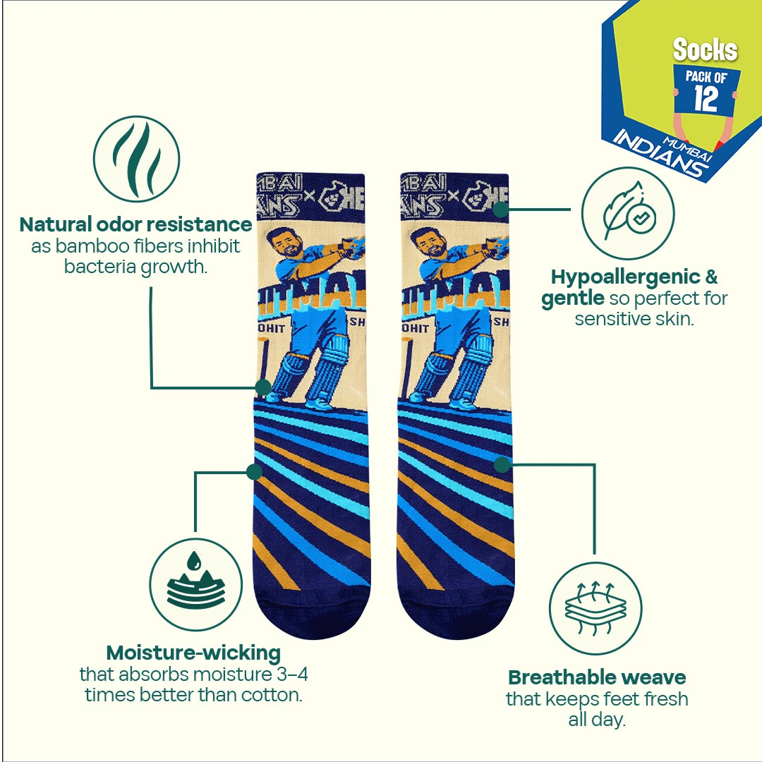 Paltan Certified! Unisex Socks, 100% Bamboo, Crew Length, Pack of 12
