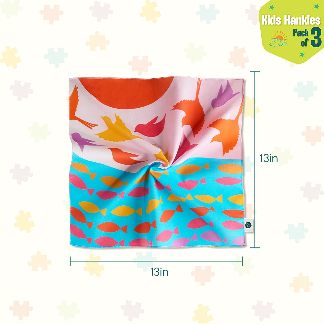 Nature Wonders! Unisex Kid's Hankies, 100% Organic Cotton, Pack of 3