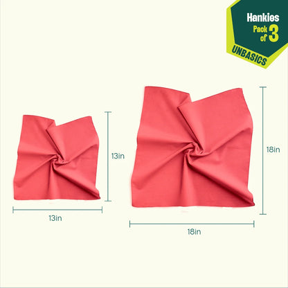 Color Shot! Unisex Hankies, 100% Organic Cotton, Pack of 3