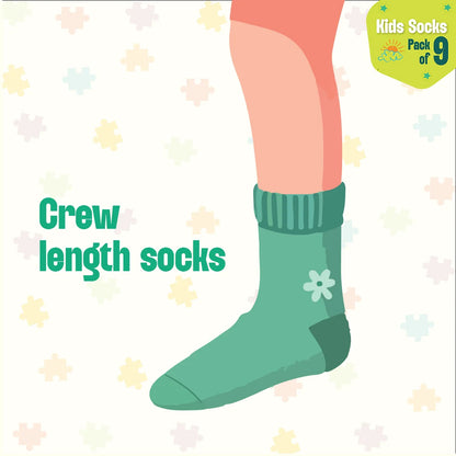 Snowflake Dance! Unisex Kid's Socks, 100% Bamboo, Crew Length, Pack of 9