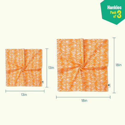Summer Vibes! Unisex Hankies, 100% Organic Cotton, Pack of 3