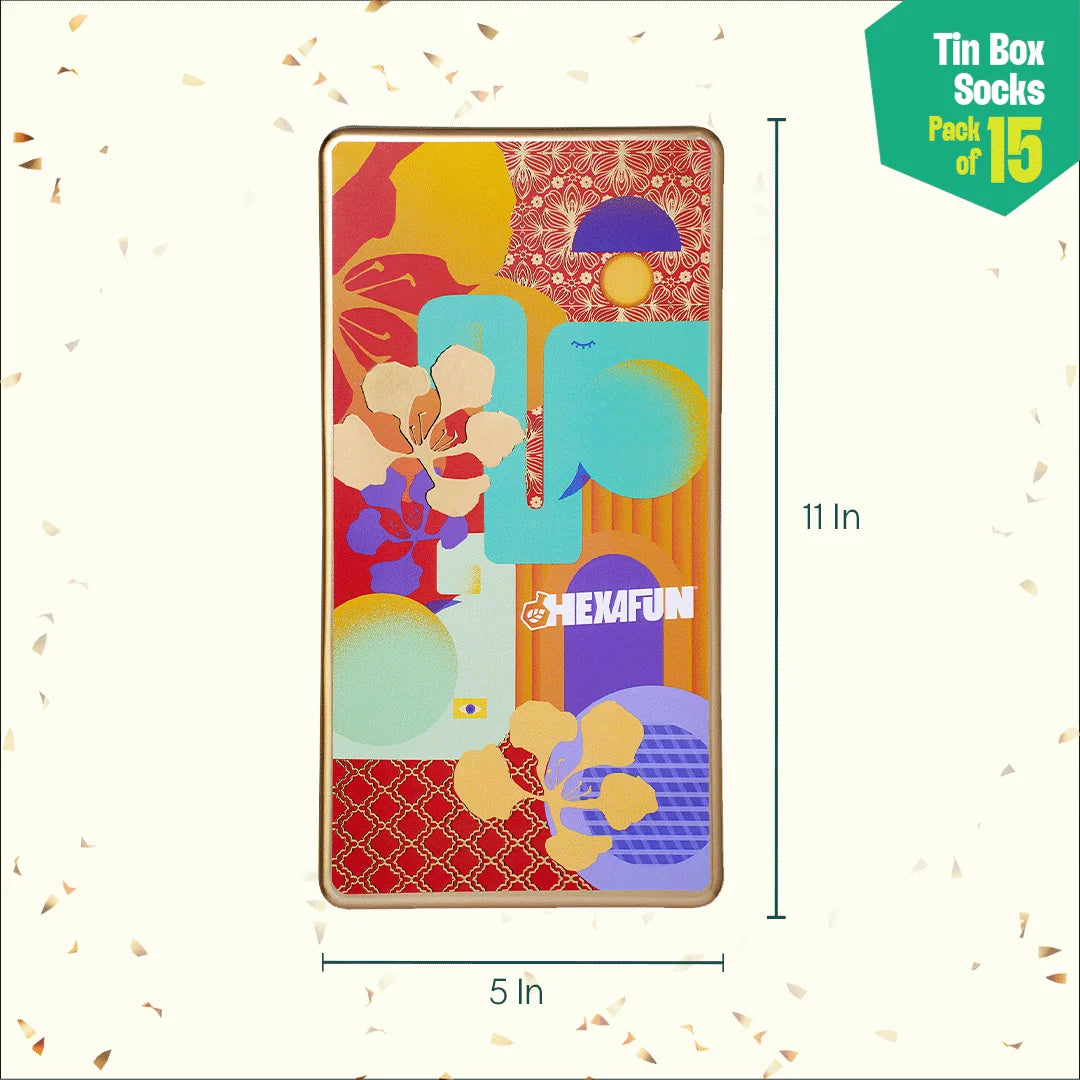 Floral Bloom! Tin Gift Box, Unisex Ankle Length, 100% Bamboo, Box Of 15