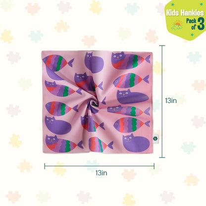 Lil Explores! Unisex Kid's Hankies, 100% Organic Cotton, Pack of 3