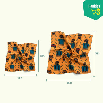 TKO! Tribal Knockout! Unisex Hankies, 100% Organic Cotton, Pack of 3