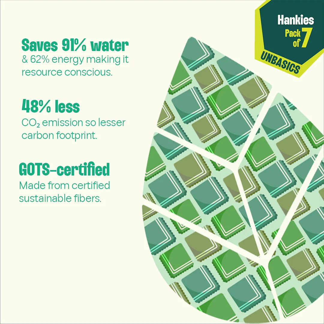Boardroom Basics! Unisex Hankies, 100% Organic Cotton, Pack of 7