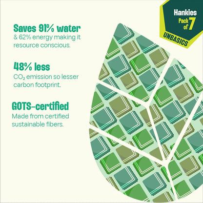 Boardroom Basics! Unisex Hankies, 100% Organic Cotton, Pack of 7