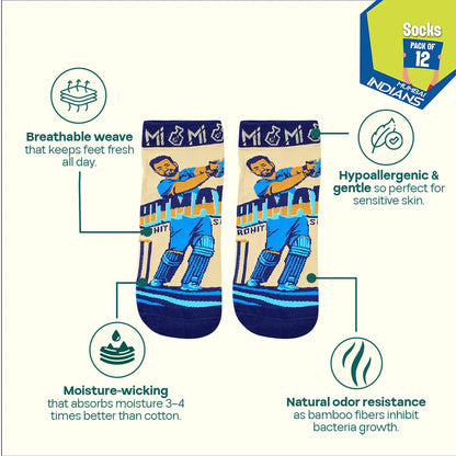 Paltan Certified! Unisex Socks, 100% Bamboo, Ankle Length, Pack of 12