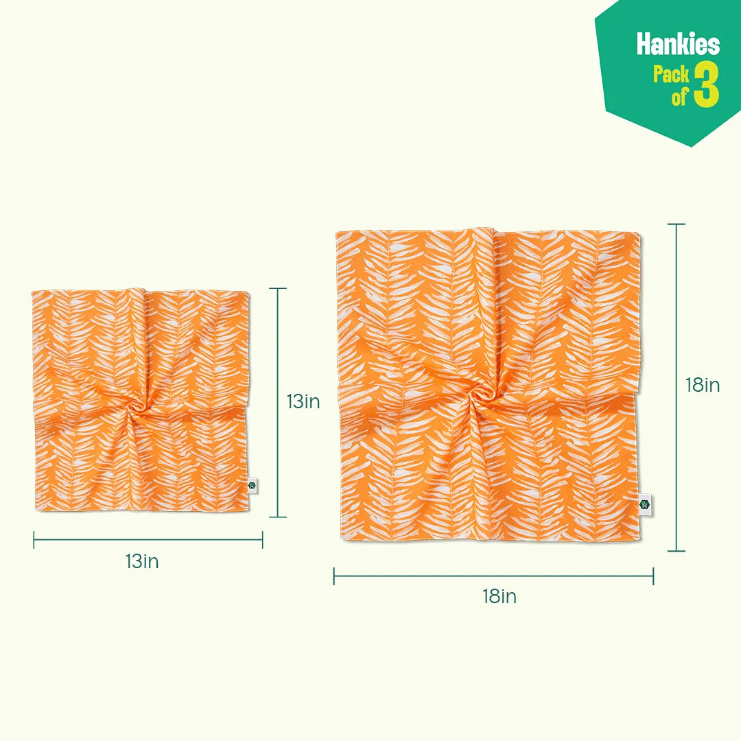Summer Vibes! Unisex Hankies, 100% Organic Cotton, Pack of 3