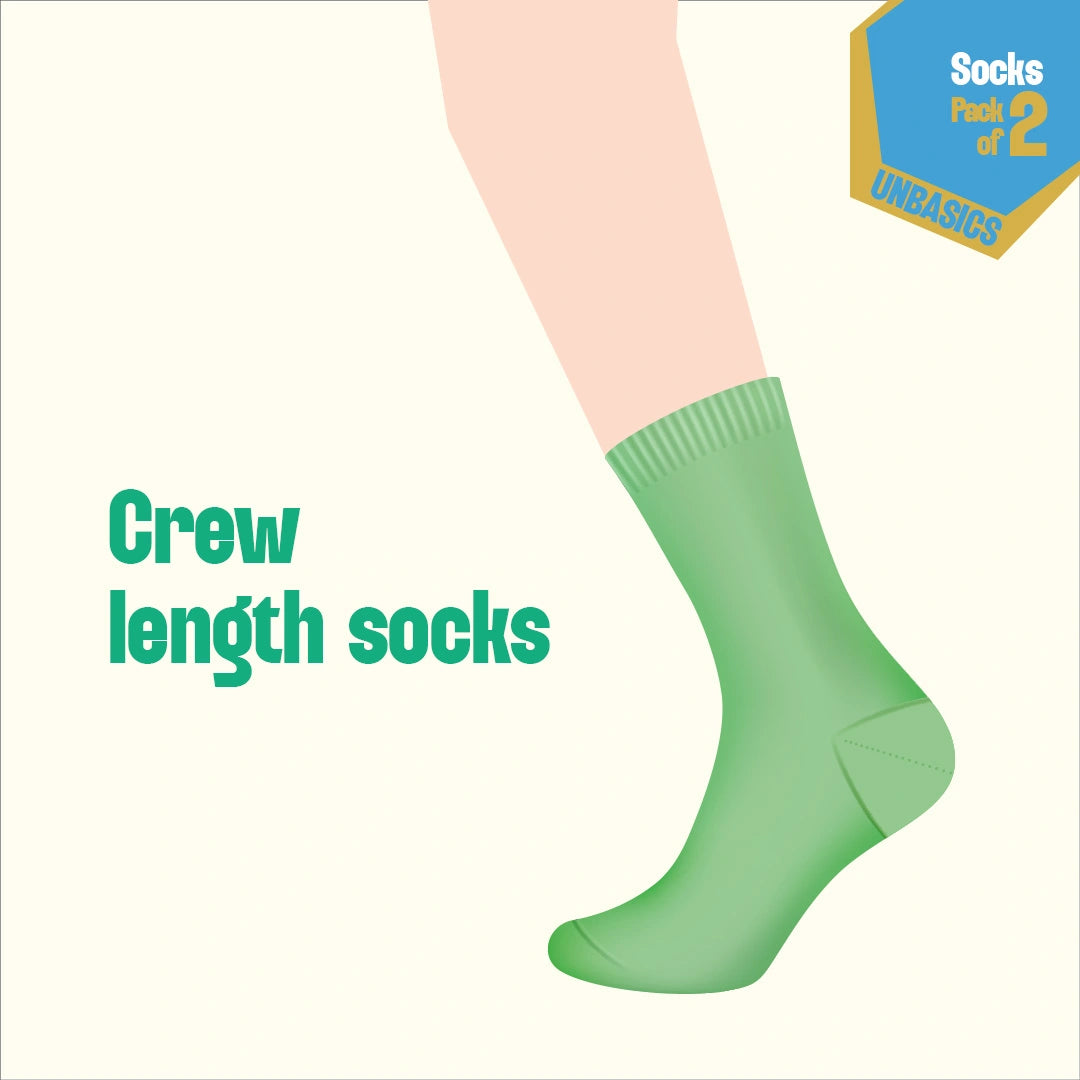 Three Stars! Unisex Socks, 100% Organic Cotton, Crew Length, Pack of 2
