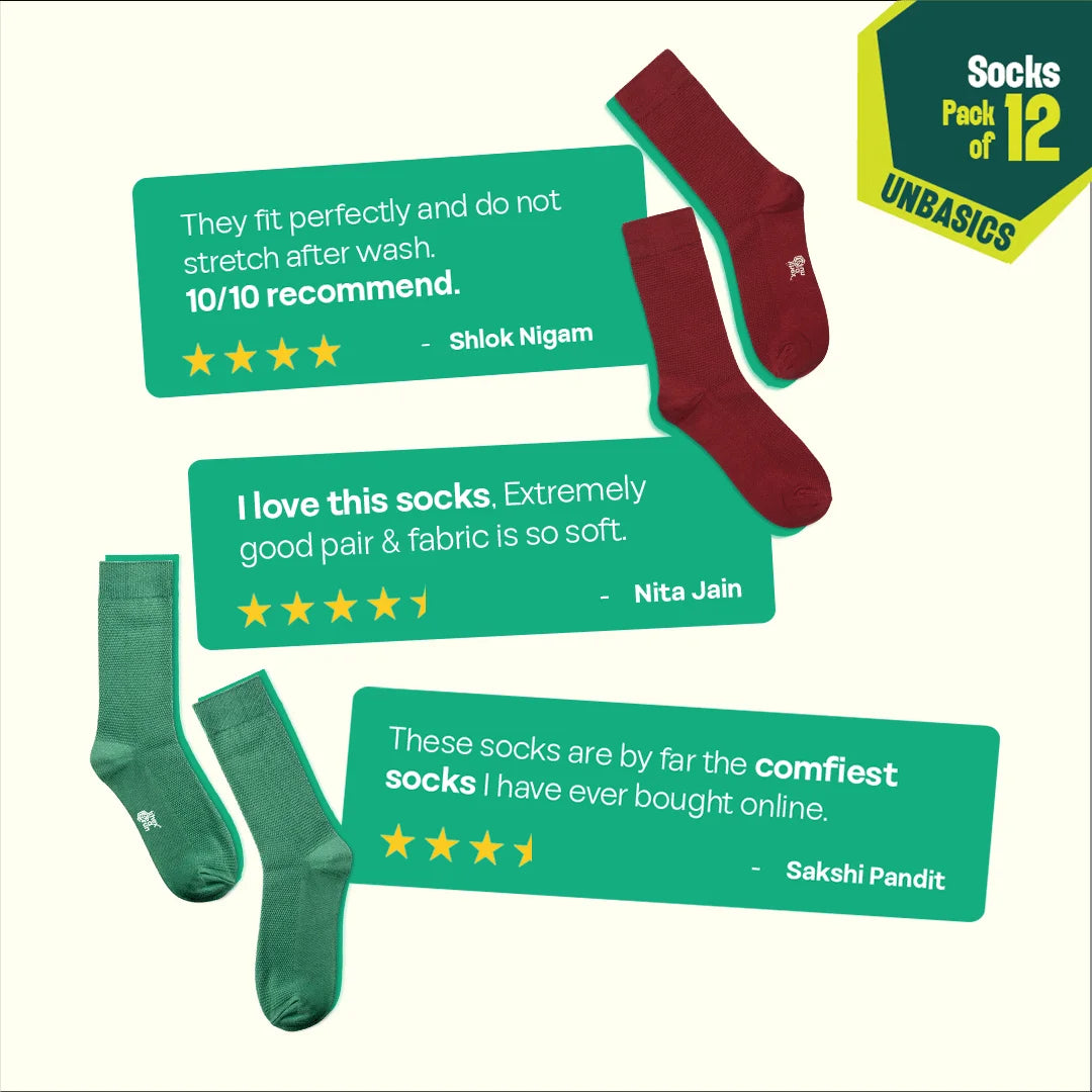 Badass Bold! Unisex Socks, 100% Organic Cotton, Crew Length, Pack of 12