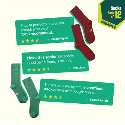 Badass Bold! Unisex Socks, 100% Organic Cotton, Crew Length, Pack of 12