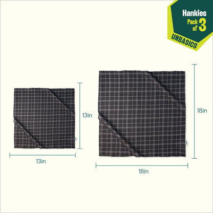 Monochrome Matrix! Unisex Hankies, 100% Organic Cotton, Pack of 3